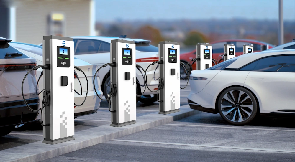 Floor mounted ac charger 22kwx2 with pos terminal