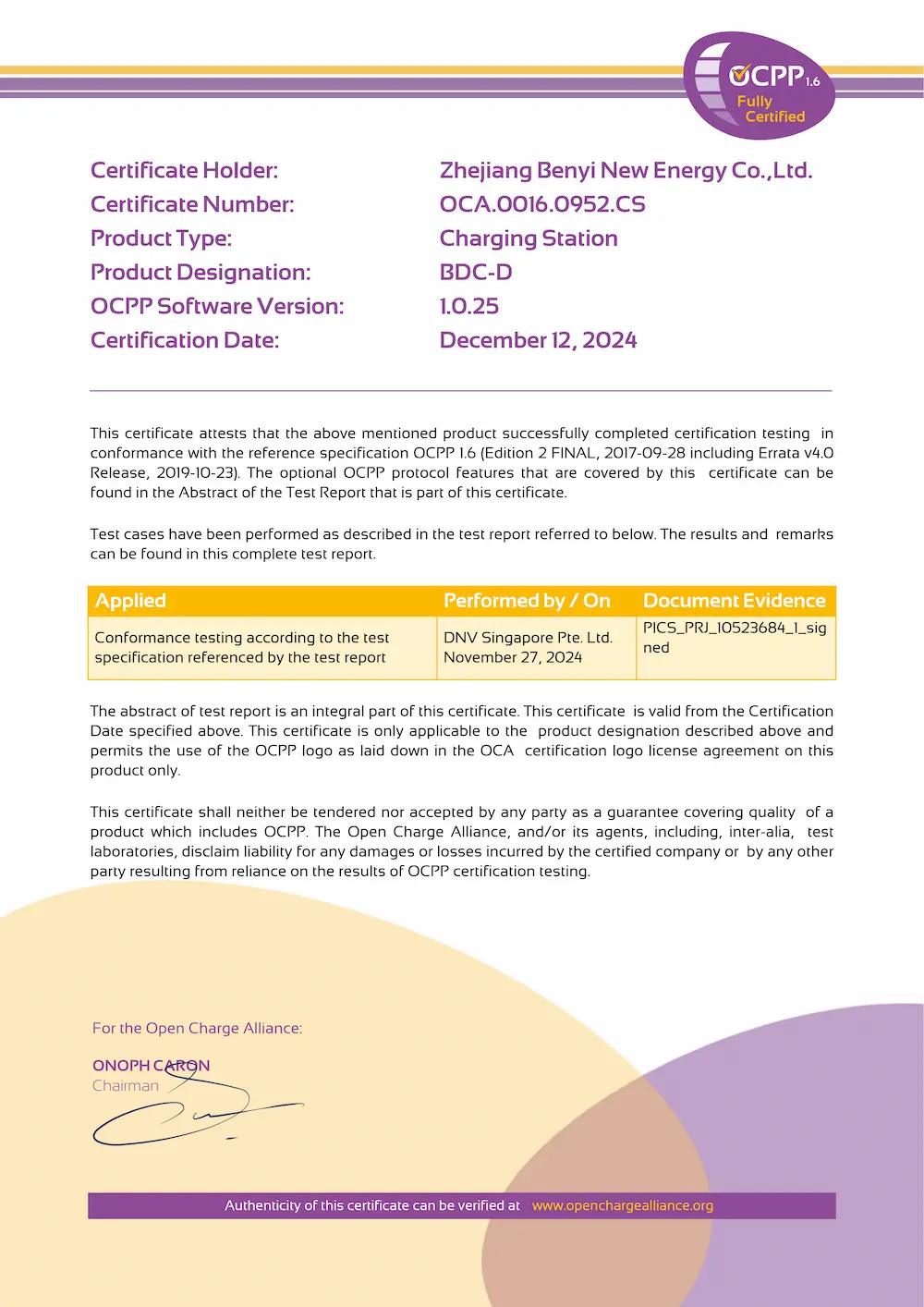 OCPP Certificate