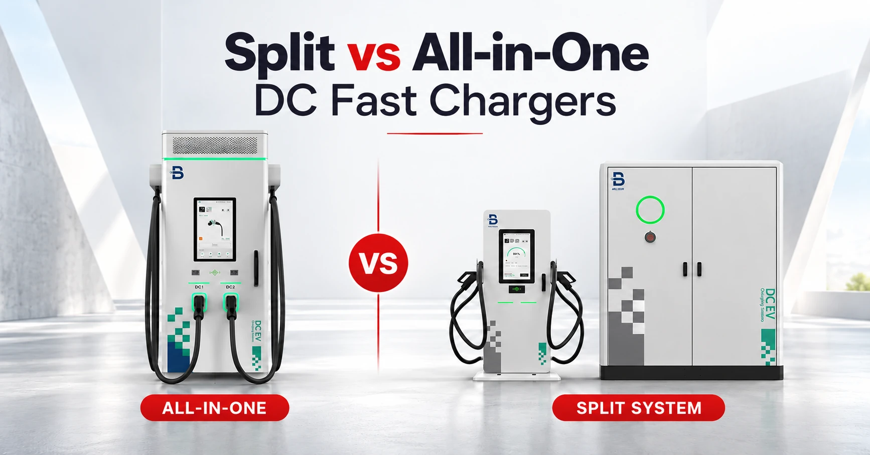 BENY Split vs All in One DC Fast Chargers Cover